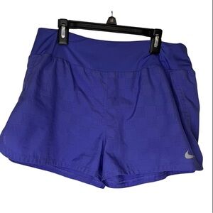 Nike Womens Dri-Fit Lined Athletic Running Shorts Plus Size L Blue Mesh Checkere
